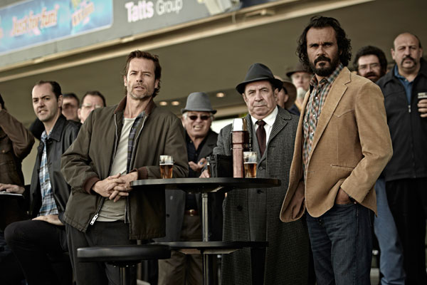 Guy Pearce, Roy Billing, and Aaron Pedersen in "Jack Irish: Bad Debts"