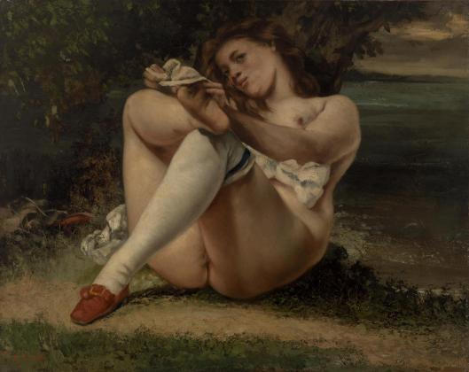 Courbet's Woman with White Stockings.  The most . . . . evocative of many nudes.